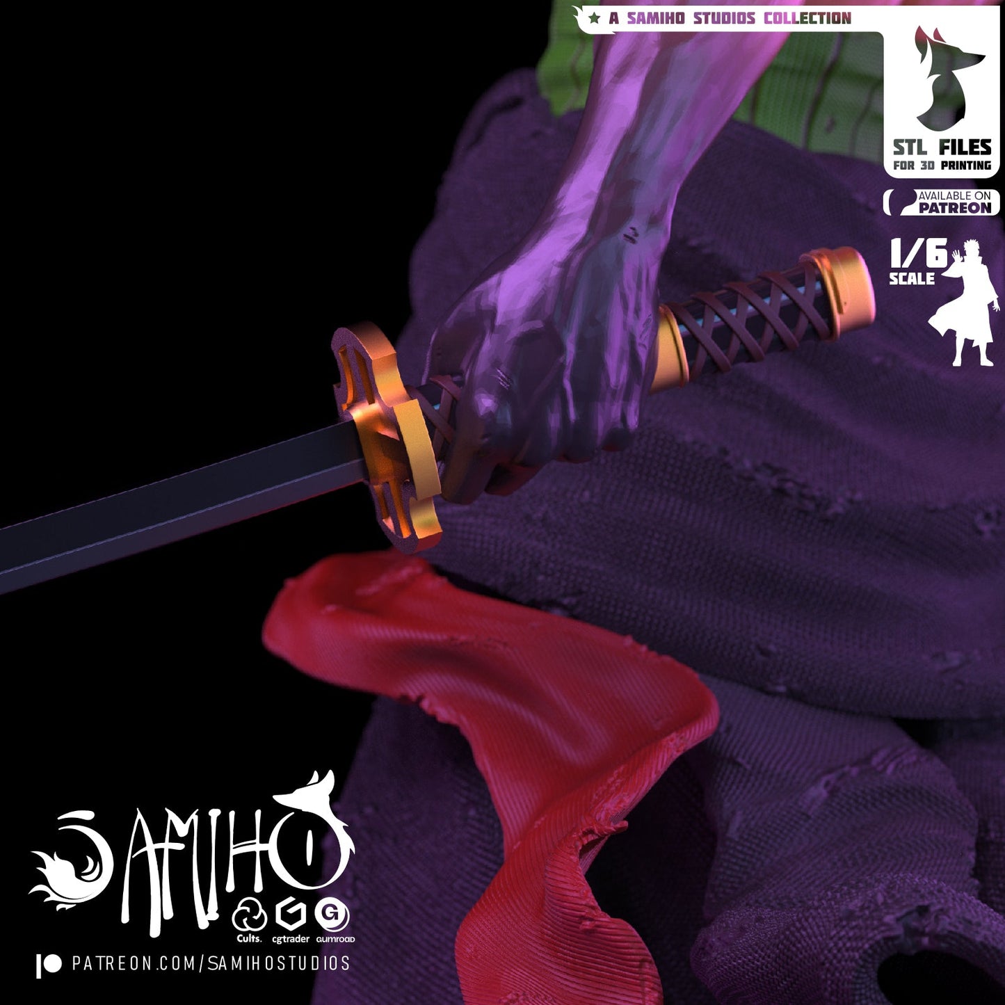Zoro Ashura Résine de Collection Yagami Studio Figurine et statue résine de collection manga animé comics imprimé et peinte à la main