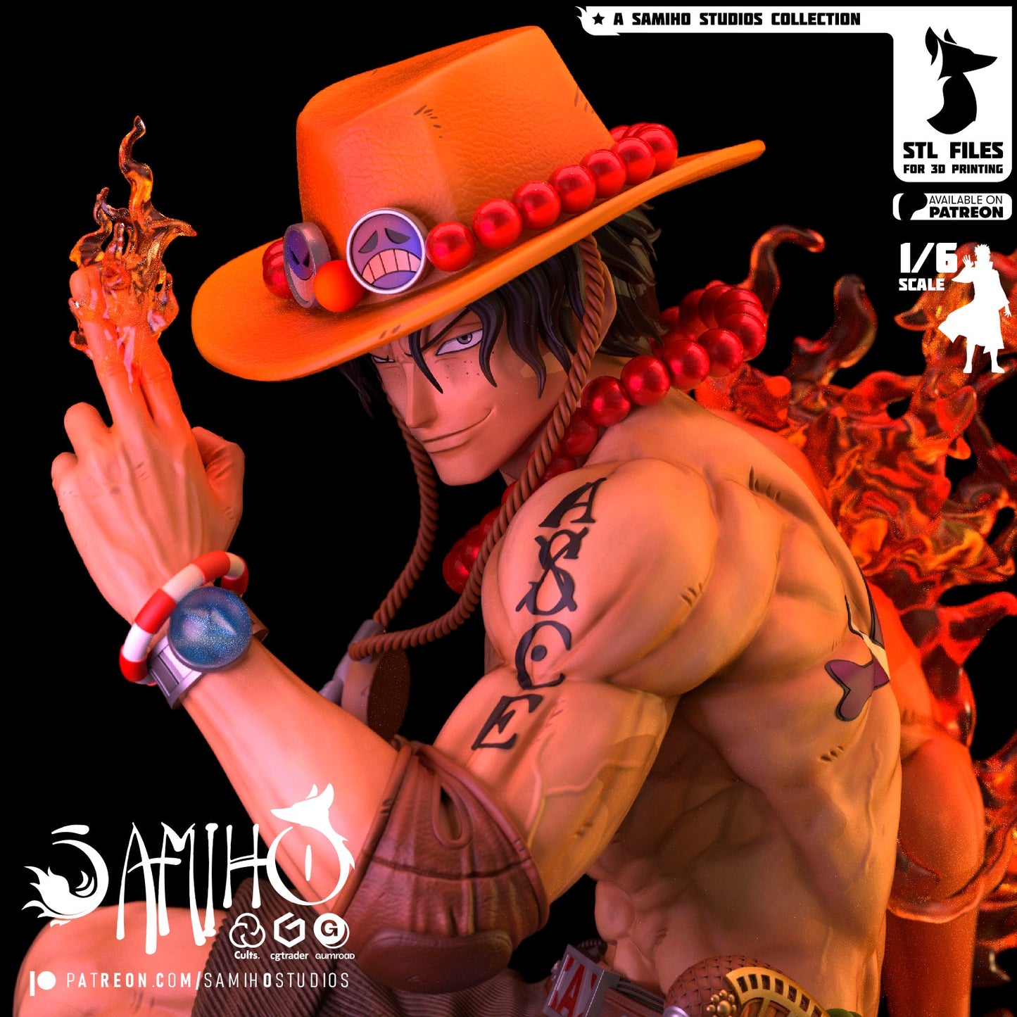 Ace Résine de Collection Yagami Studio Figurine et statue résine de collection manga animé comics imprimé et peinte à la main