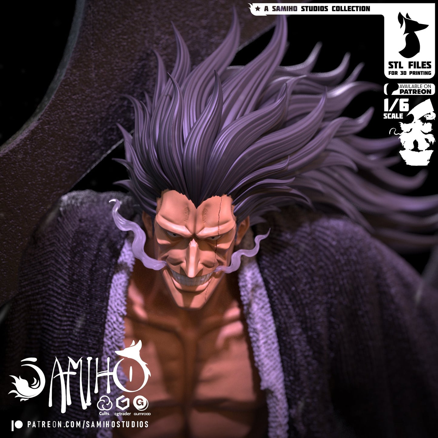 Zaraki Kenpachi Résine de Collection Yagami Studio Figurine et statue résine de collection manga animé comics imprimé et peinte à la main