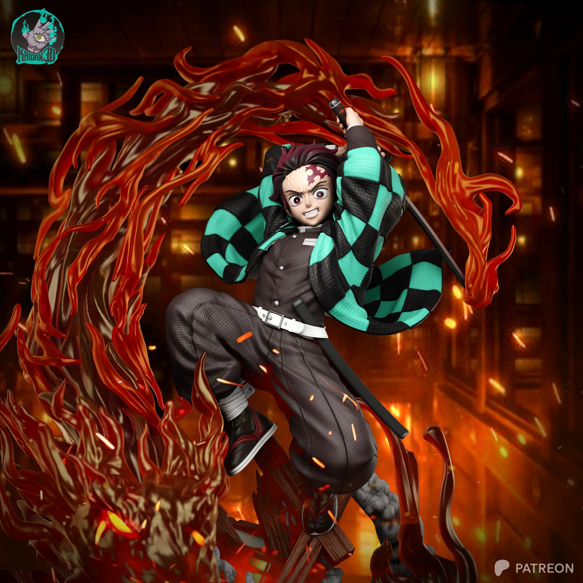 Kamado Tanjiro Résine de Collection Yagami Studio Figurine et statue résine de collection manga animé comics imprimé et peinte à la main