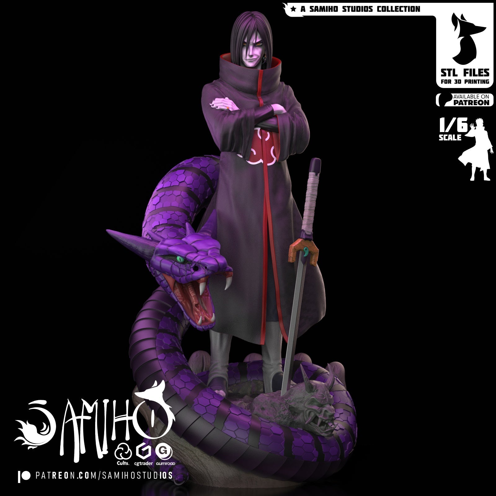 Orochimaru Akatsuki Résine de Collection Yagami Studio Figurine et statue résine de collection manga animé comics imprimé et peinte à la main