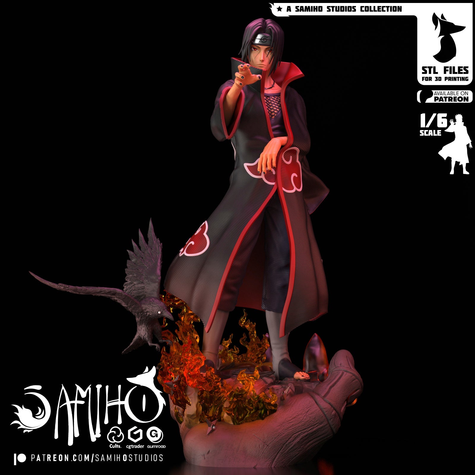 Itachi Akatsuki Résine de Collection Yagami Studio Figurine et statue résine de collection manga animé comics imprimé et peinte à la main