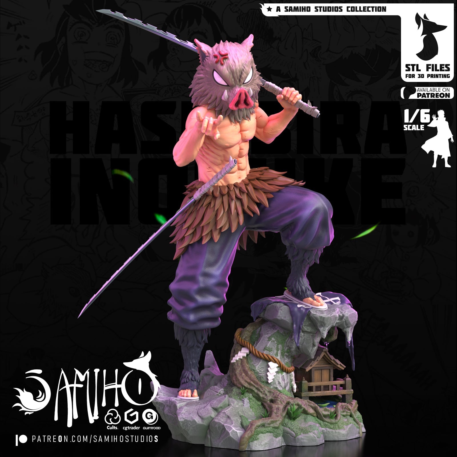 Inosuke Résine de Collection Yagami Studio Figurine et statue résine de collection manga animé comics imprimé et peinte à la main