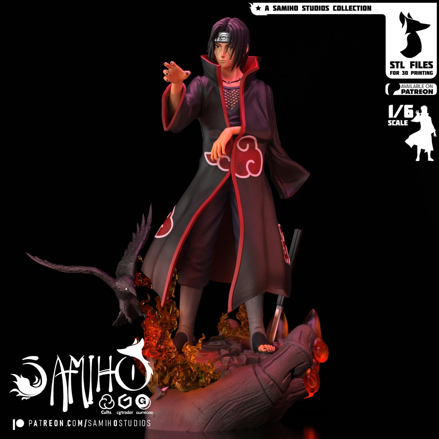 Itachi Akatsuki Résine de Collection Yagami Studio Figurine et statue résine de collection manga animé comics imprimé et peinte à la main