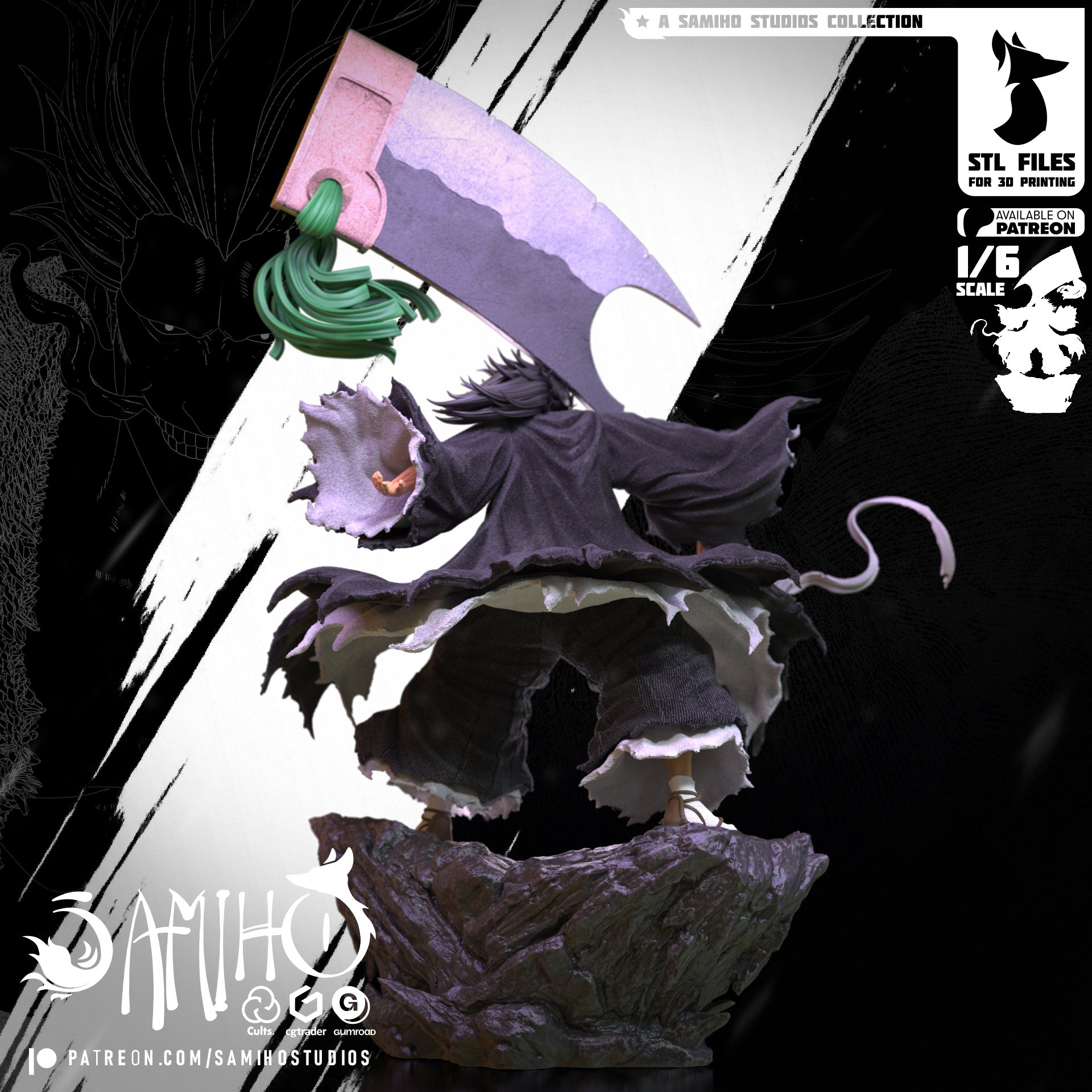 Zaraki Kenpachi Résine de Collection Yagami Studio Figurine et statue résine de collection manga animé comics imprimé et peinte à la main