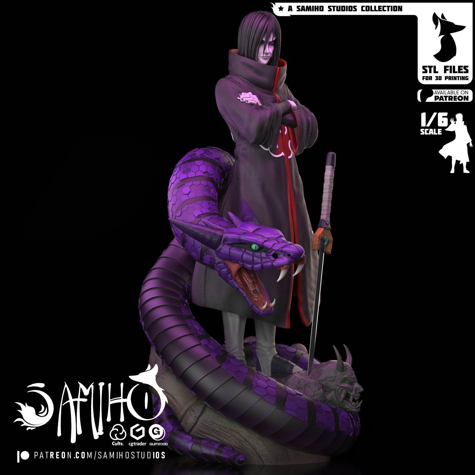 Orochimaru Akatsuki Résine de Collection Yagami Studio Figurine et statue résine de collection manga animé comics imprimé et peinte à la main