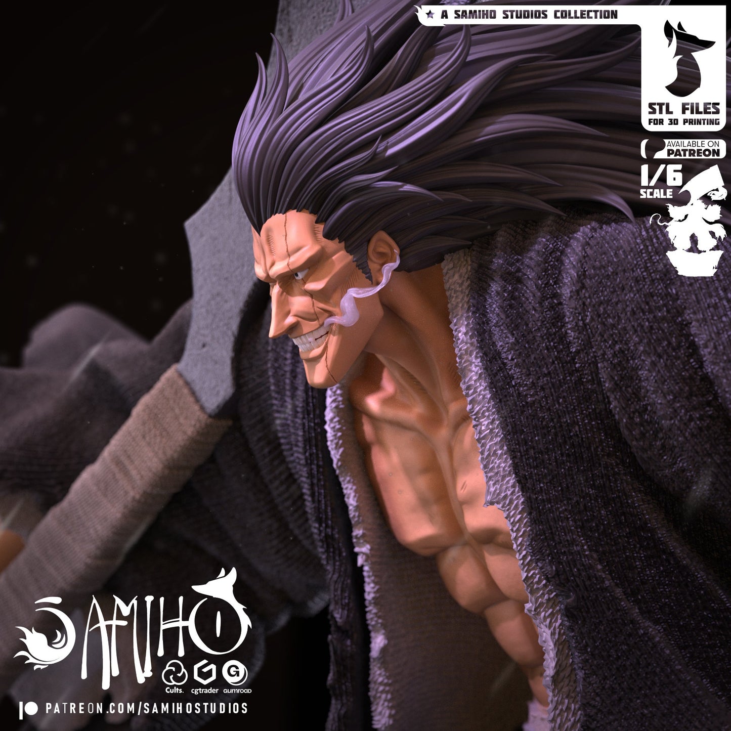 Zaraki Kenpachi Résine de Collection Yagami Studio Figurine et statue résine de collection manga animé comics imprimé et peinte à la main