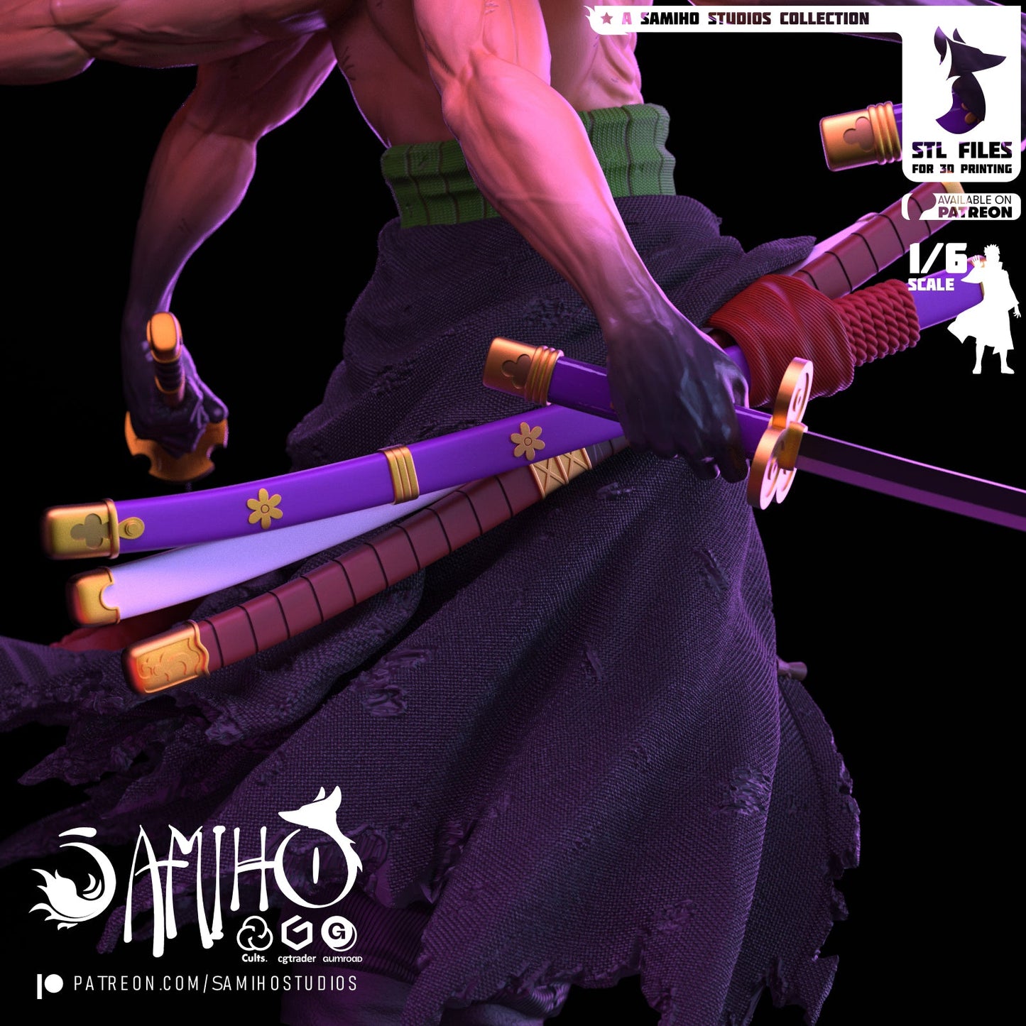 Zoro Ashura Résine de Collection Yagami Studio Figurine et statue résine de collection manga animé comics imprimé et peinte à la main
