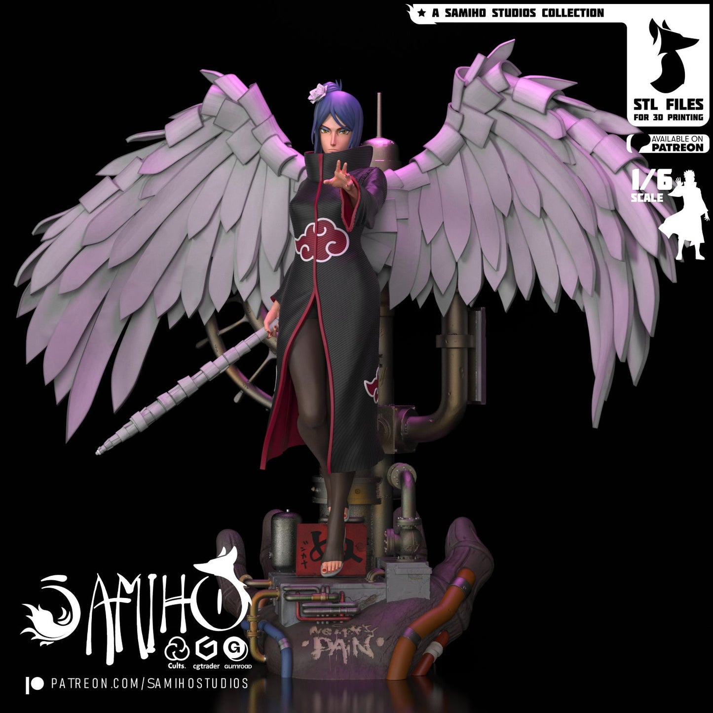 Konan Akatsuki Résine de Collection Yagami Studio Figurine et statue résine de collection manga animé comics imprimé et peinte à la main