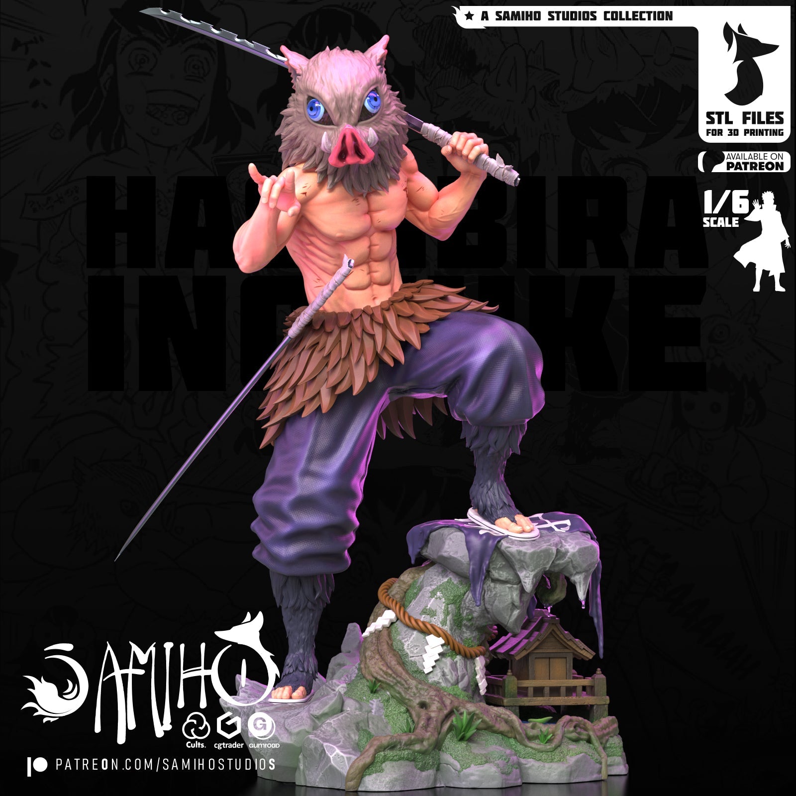 Inosuke Résine de Collection Yagami Studio Figurine et statue résine de collection manga animé comics imprimé et peinte à la main
