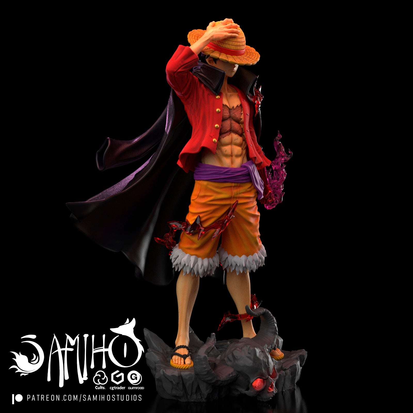Luffy Résine de Collection Yagami Studio Figurine et statue résine de collection manga animé comics imprimé et peinte à la main