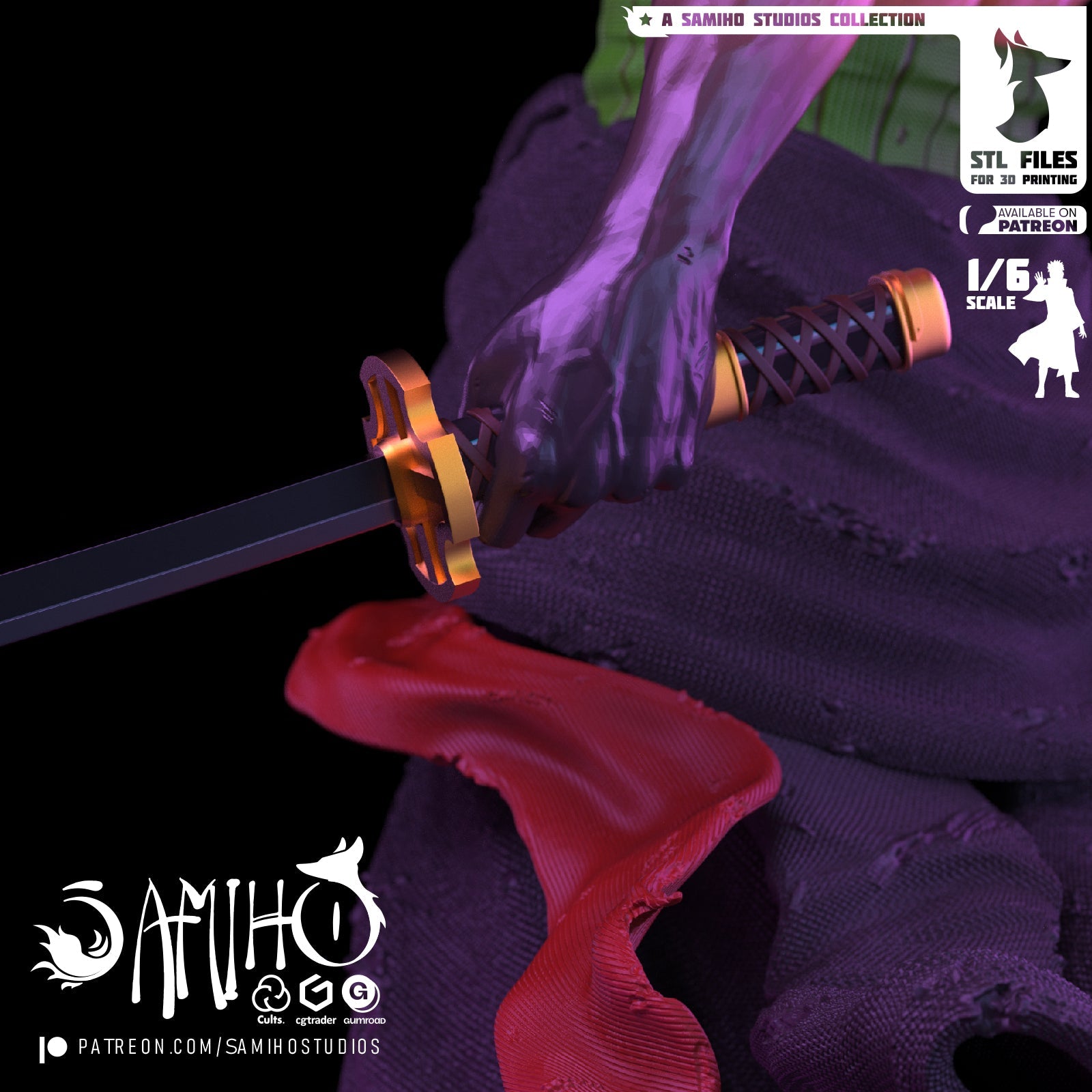 Zoro Ashura Résine de Collection Yagami Studio Figurine et statue résine de collection manga animé comics imprimé et peinte à la main