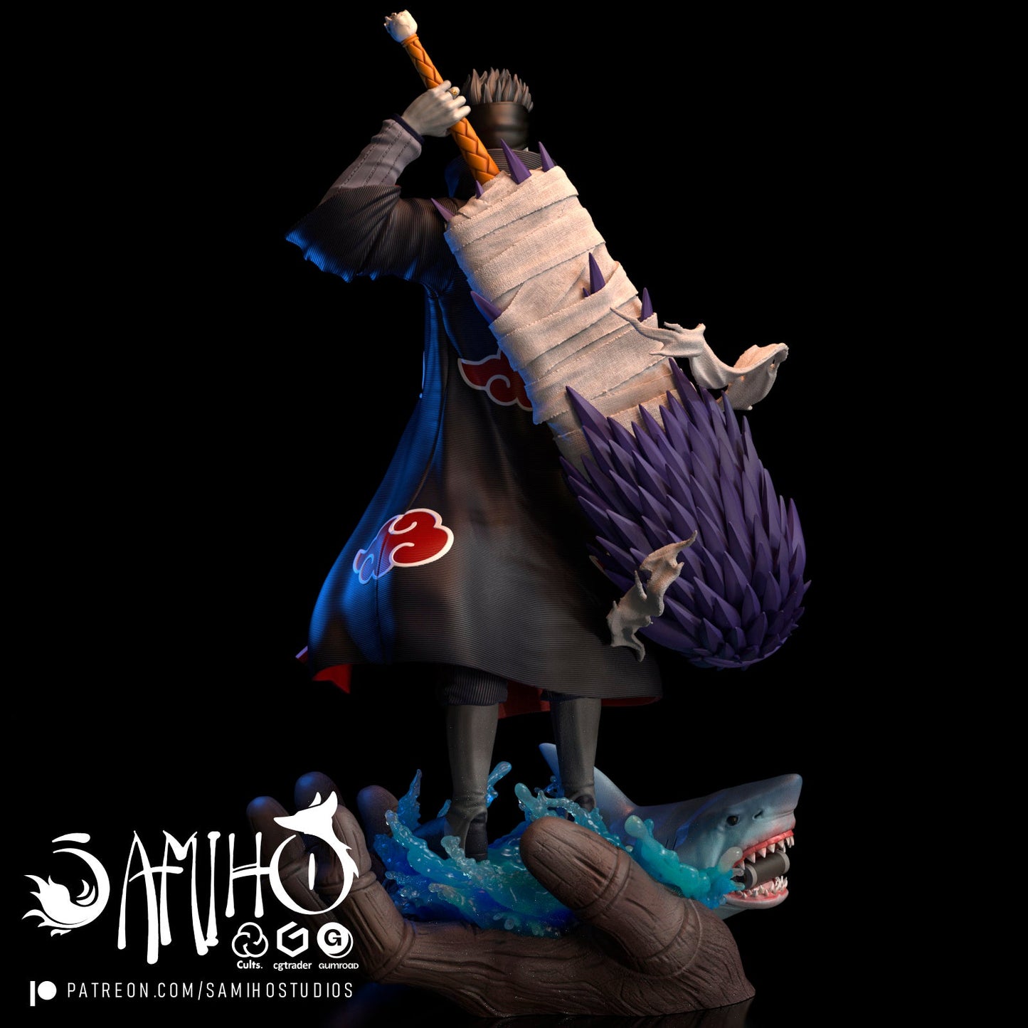 Kisame Akatsuki Résine de Collection Yagami Studio Figurine et statue résine de collection manga animé comics imprimé et peinte à la main