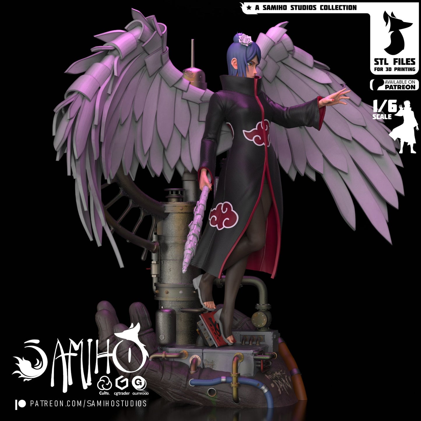 Konan Akatsuki Résine de Collection Yagami Studio Figurine et statue résine de collection manga animé comics imprimé et peinte à la main