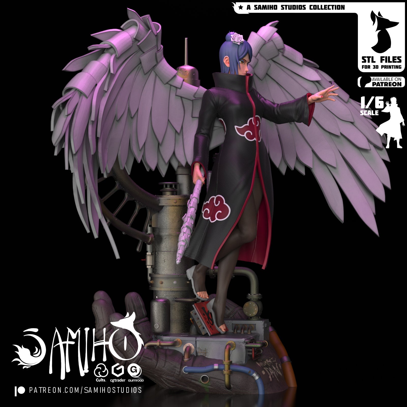Konan Akatsuki Résine de Collection Yagami Studio Figurine et statue résine de collection manga animé comics imprimé et peinte à la main