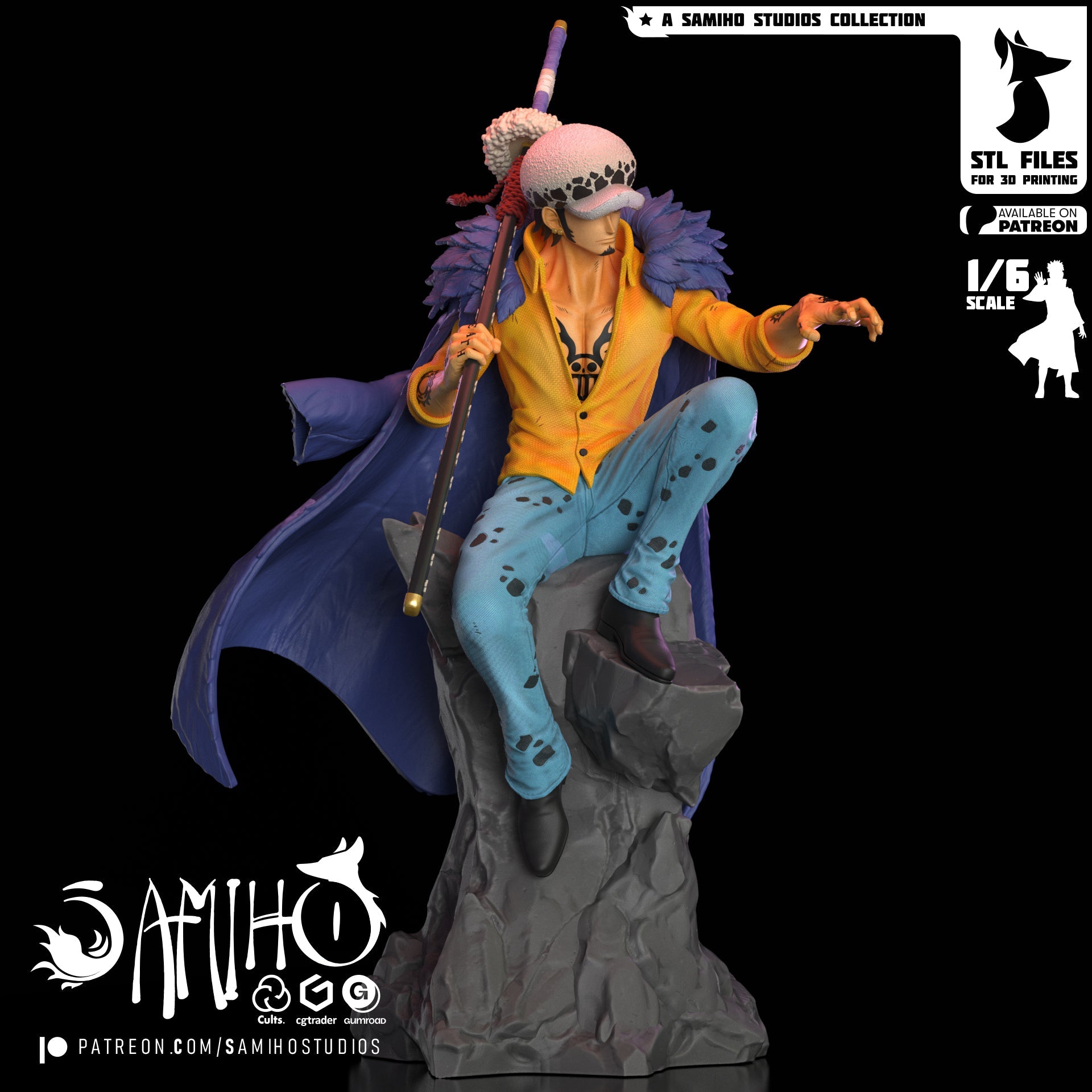 Trafalgar Law Résine de Collection Yagami Studio Figurine et statue résine de collection manga animé comics imprimé et peinte à la main